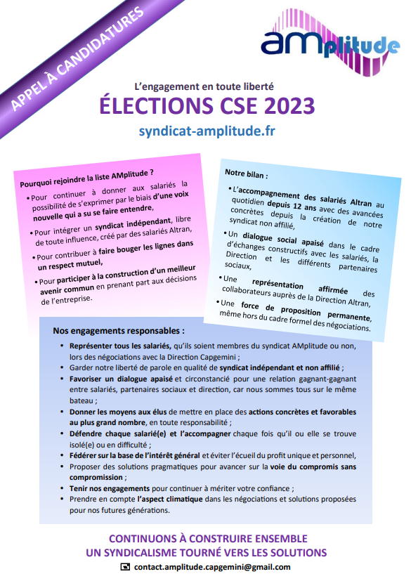 Appel à candidatures Capgemini