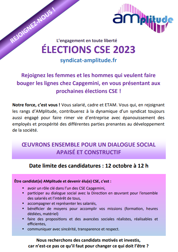 Appel à candidatures Capgemini