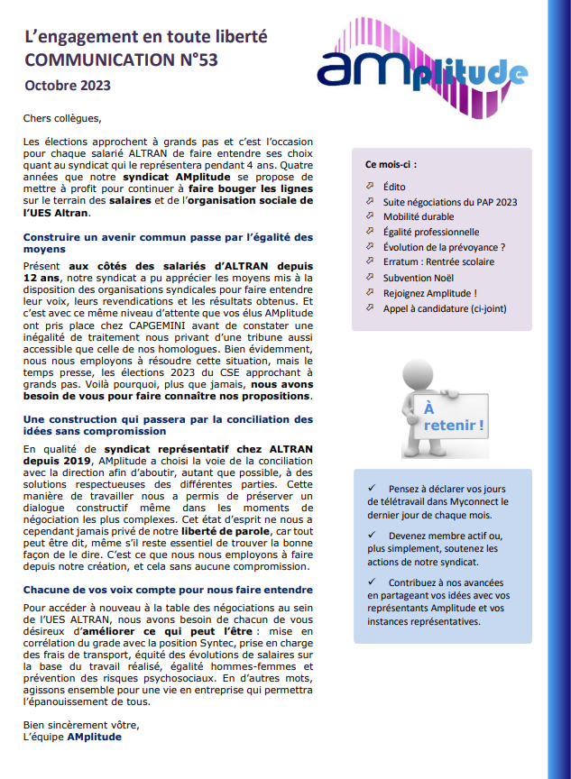 Communication AMplitude - Octobre 2023