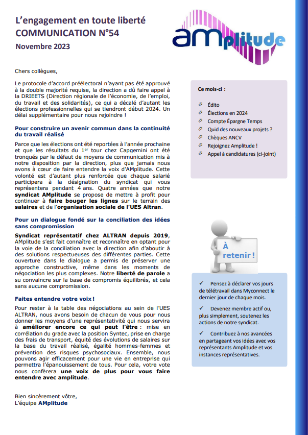 Communication AMplitude - Novembre 2023